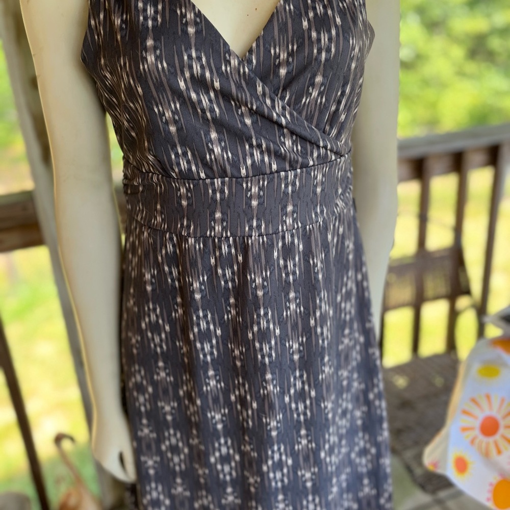 Eddie Bauer Silver, Brown, and Grey Aztec Design Midi Tank Dress